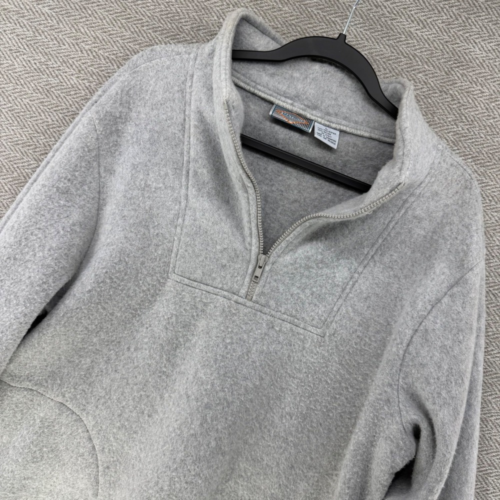 Matrix Quarter Zip Fleece Pullover Large Gray Poly Rayon Mock Neck Sweater Men's